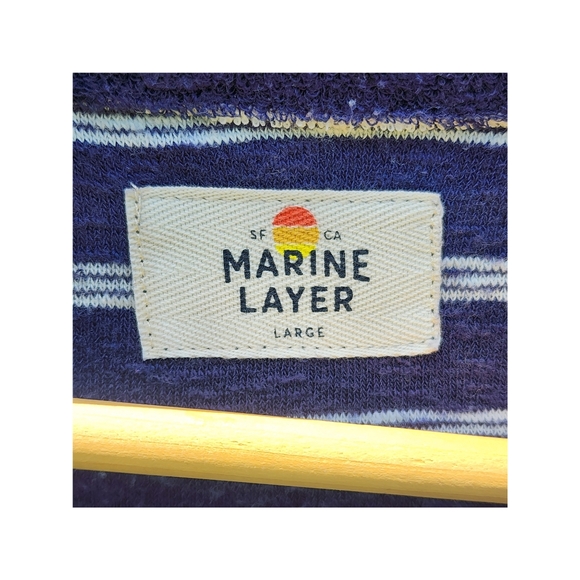 Marine Layer‎ Mens Large Blue Polo Striped Terry Cloth Beach Resort Casual - Picture 11 of 12